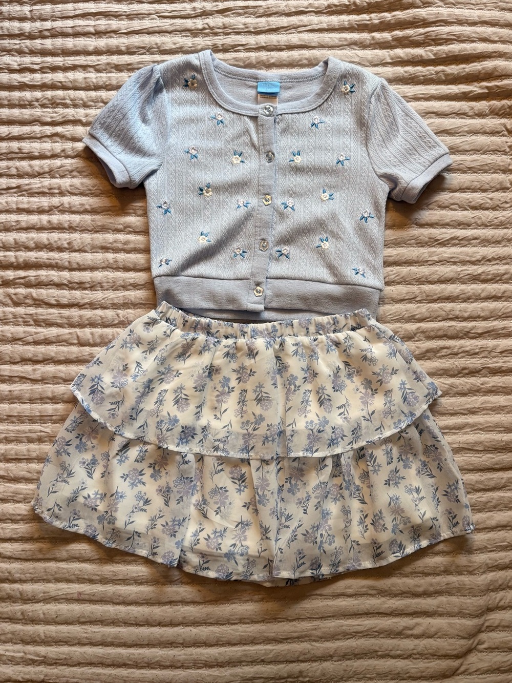 NWOT Draper James Knit Girls 2 Piece Skirt and Short Sleeve Cardigan Set